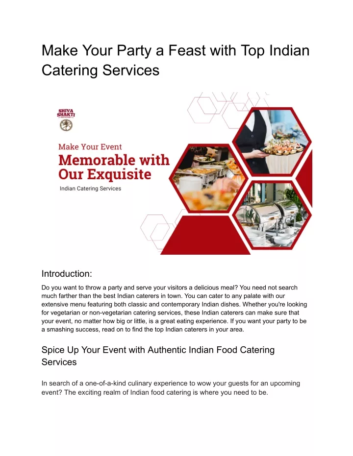 make your party a feast with top indian catering