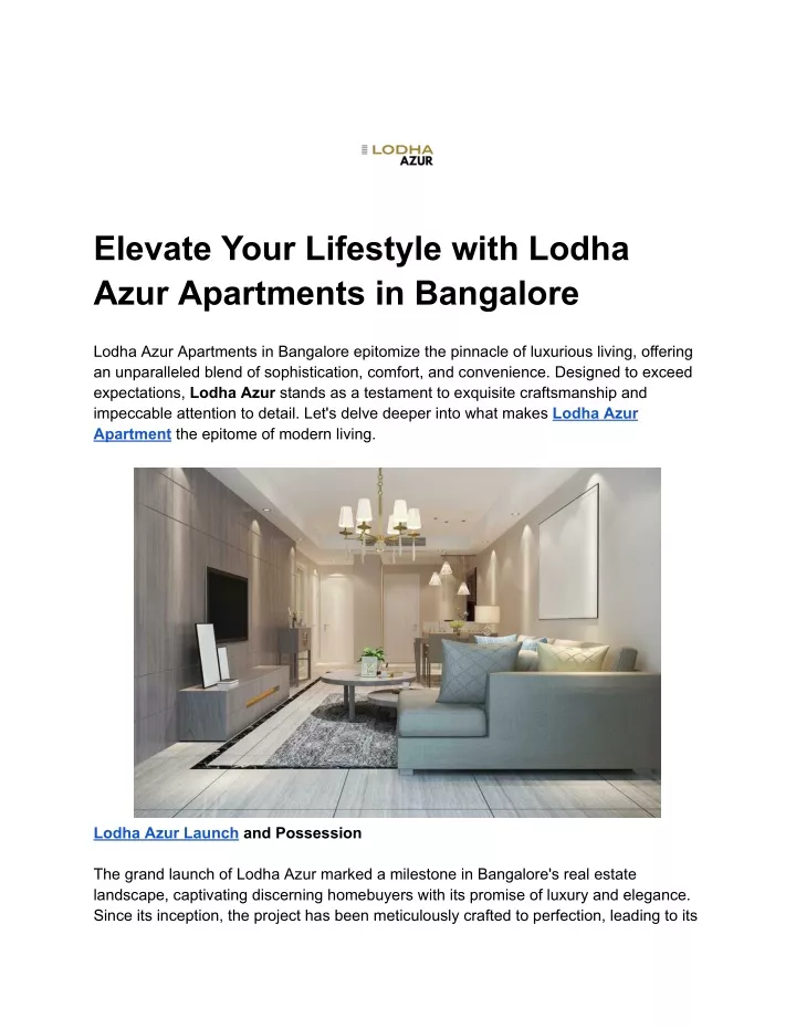 elevate your lifestyle with lodha azur apartments