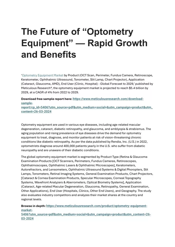 the future of optometry equipment rapid growth