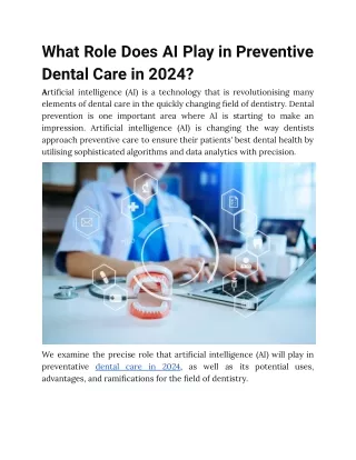 What role does AI play in preventive dental care in 2024