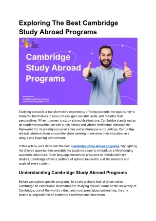 Exploring The Best Cambridge Study Abroad Programs