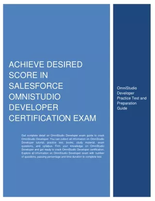 Achieve Desired Score in Salesforce OmniStudio Developer Certification Exam