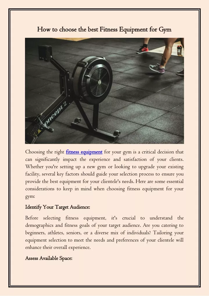 how to choose the best fitness equipment
