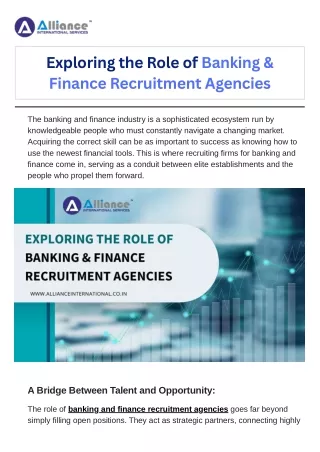 Exploring the Role of Banking & Finance Recruitment Agencies