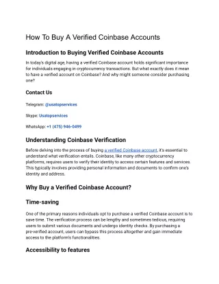 How To Buy A Verified Coinbase Accounts