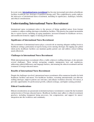 The Intermediate Guide to International Nurse Recruitment