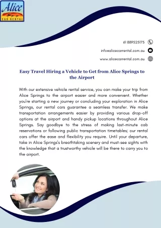 Easy Travel Hiring a Vehicle to Get from Alice Springs to the Airport