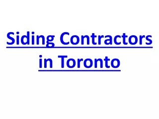 Siding Contractors in Toronto