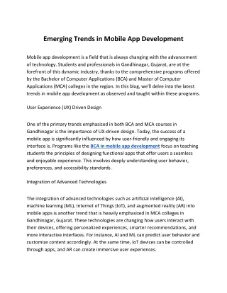 Emerging Trends in Mobile App Development