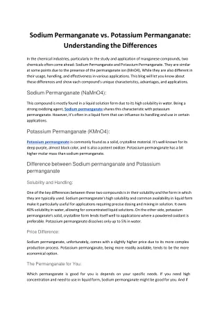 Sodium Permanganate vs. Potassium Permanganate_ Understanding the Differences