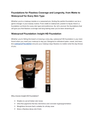 Foundations for Flawless Coverage and Longevity, from Matte to Waterproof for Ev