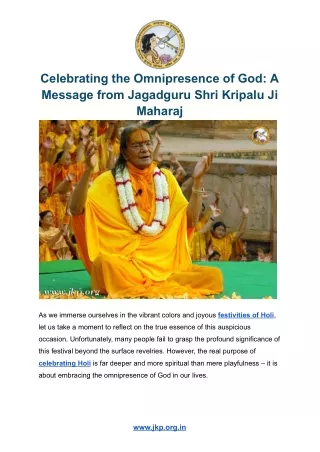 Celebrating the Omnipresence of God_ A Message from Jagadguru Shri Kripalu Ji Maharaj