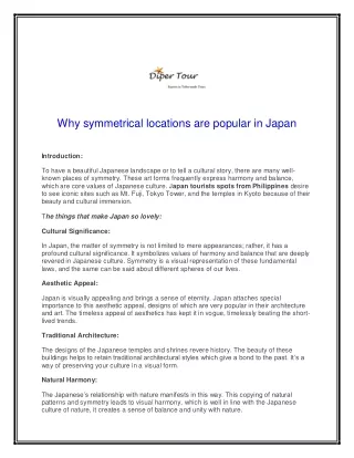 Why symmetrical locations are popular in Japan