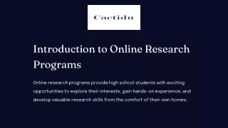 Exploring Online Research Programs for High School Students
