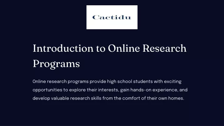 introduction to online research programs