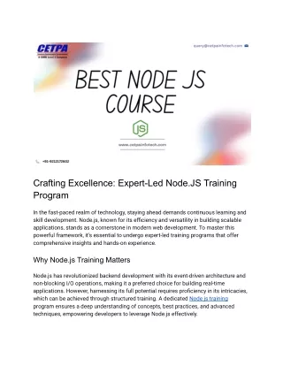 crafting excellence expert led node js training