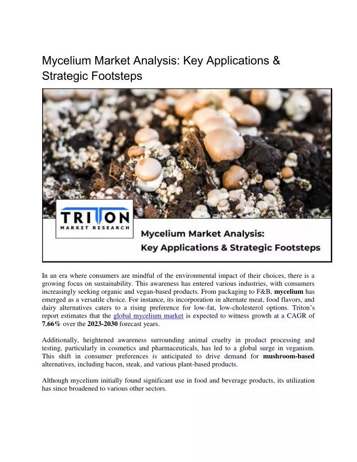 mycelium market analysis key applications