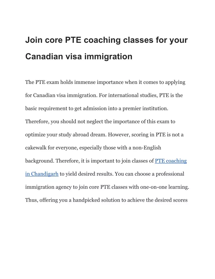 join core pte coaching classes for your