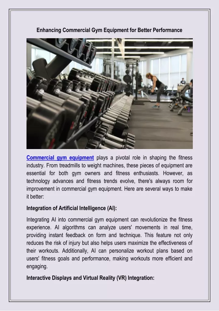 enhancing commercial gym equipment for better