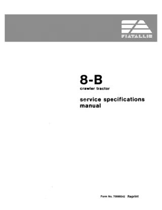 FiatAllis 8B Crawler Tractor Service Repair Manual