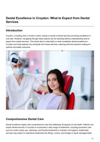 Dental Excellence in Croydon What to Expect from Dental Services