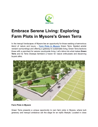 Embrace Serene Living_ Exploring Farm Plots in Mysore's Green Terra