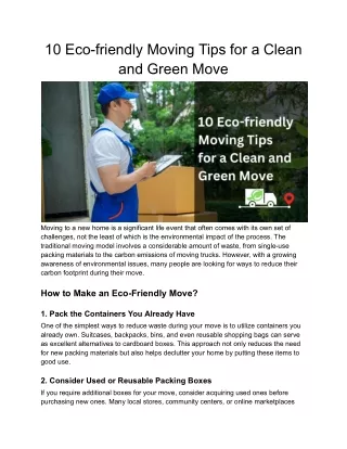 10 Eco-friendly Moving Tips for a Clean and Green Move