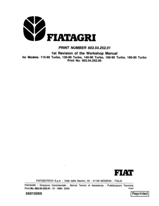 FiatAllis 115-90 Turbo Tractor Service Repair Manual