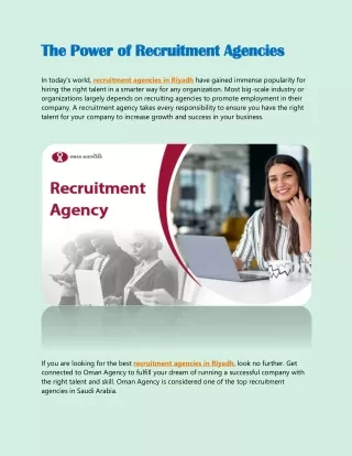 The Power of Recruitment Agencies