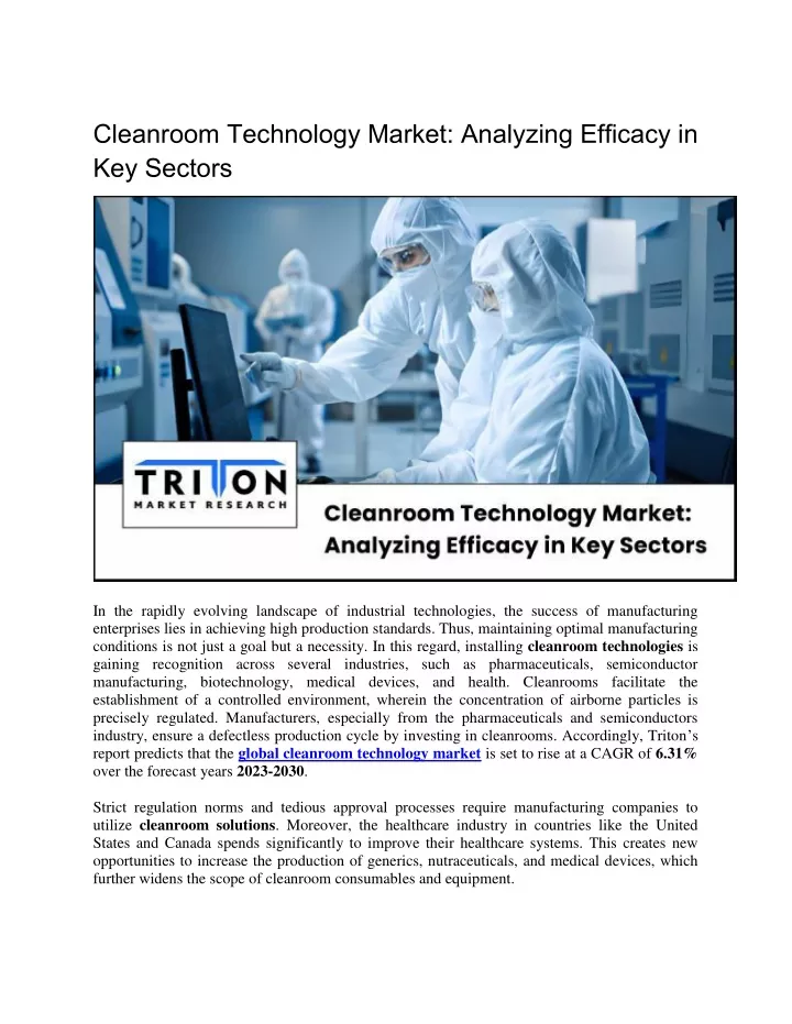 cleanroom technology market analyzing efficacy
