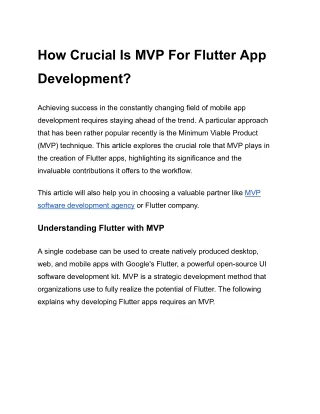 How Crucial Is MVP For Flutter App Development