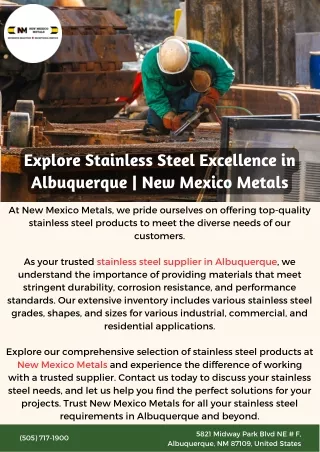 Explore Stainless Steel Excellence in Albuquerque | New Mexico Metals