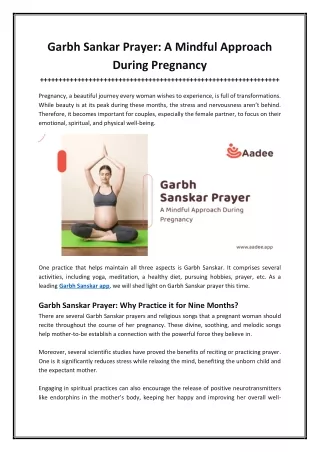 Garbh Sanskar Prayer A Mindful Approach During Pregnancy