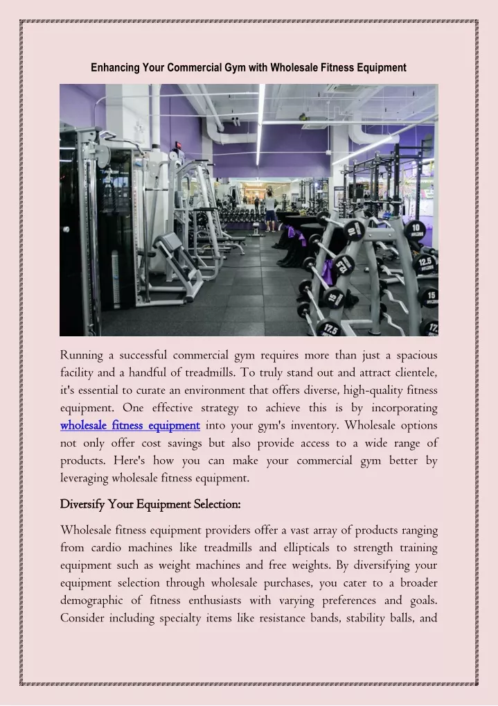 enhancing your commercial gym with wholesale