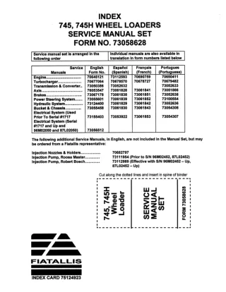 FiatAllis 745H Wheel Loader Service Repair Manual