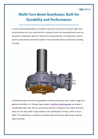 Multi-Turn Bevel Gearboxes Built for Durability and Performance