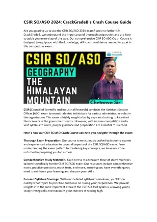 csir so aso 2024 crackgradeb s crash course guide