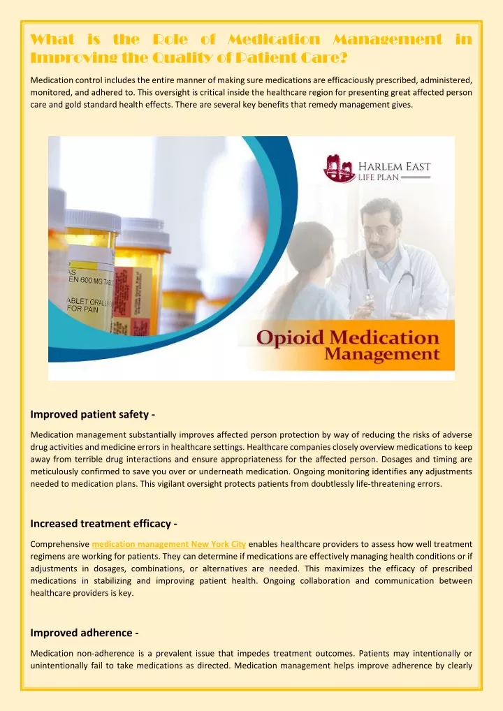 what is the role of medication management