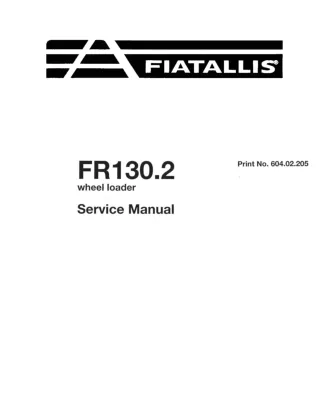 FiatAllis FR130.2 Wheel Loader Service Repair Manual