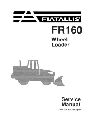 FiatAllis FR160 Wheel Loader Service Repair Manual