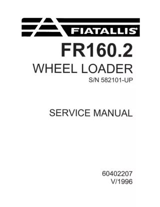 FiatAllis FR160.2 Wheel Loader Service Repair Manual