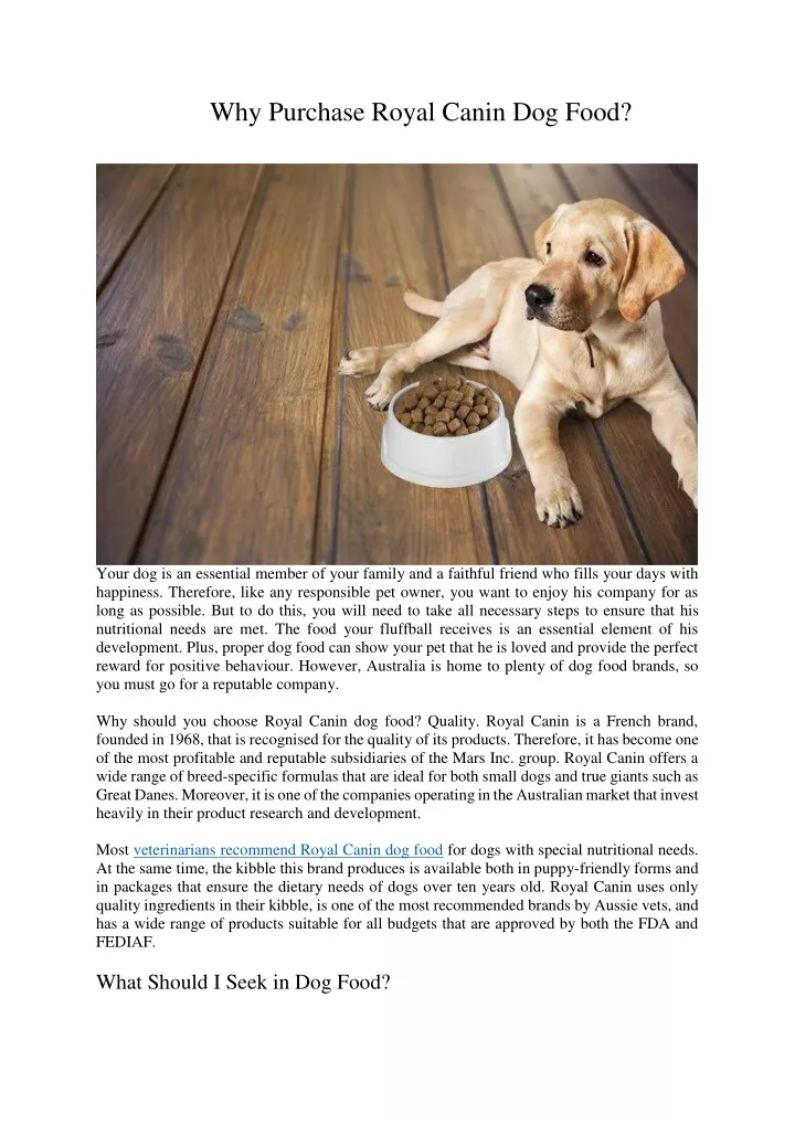 why purchase royal canin dog food