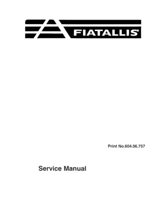 FiatAllis FX250 Excavator Service Repair Manual (Part Number # 60406757R0)
