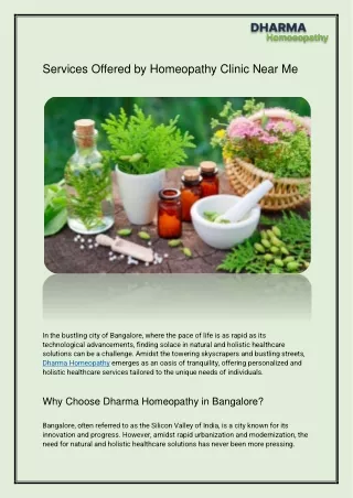 Services Offered by Homeopathy Clinic Near Me