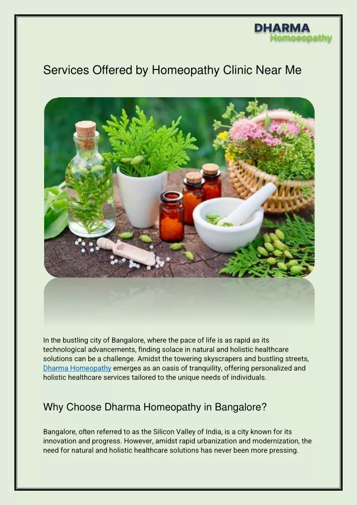 services offered by homeopathy clinic near me