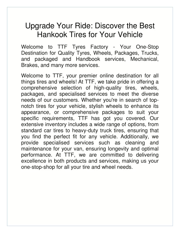 upgrade your ride discover the best hankook tires