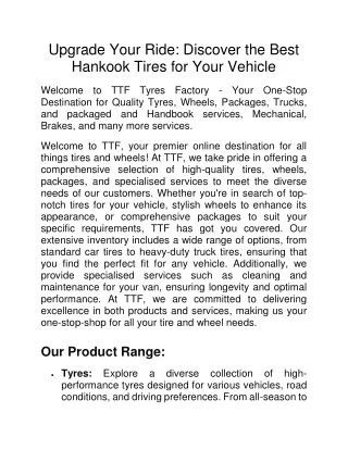 Upgrade Your Ride Discover The Best Hankook Tires For your Vehicle