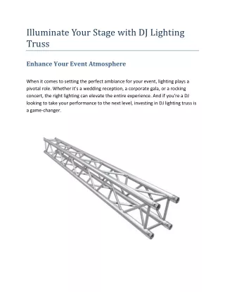 Illuminate Your Stage with DJ Lighting Truss