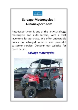 Salvage Motorcycles  Auto4export.com