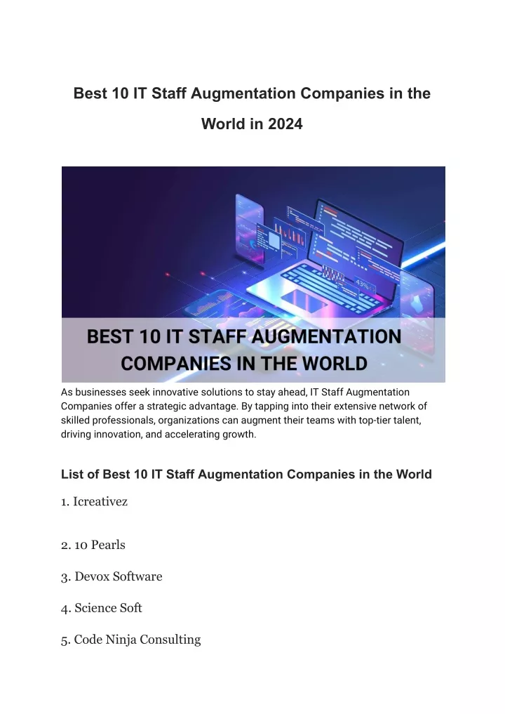 best 10 it staff augmentation companies in the